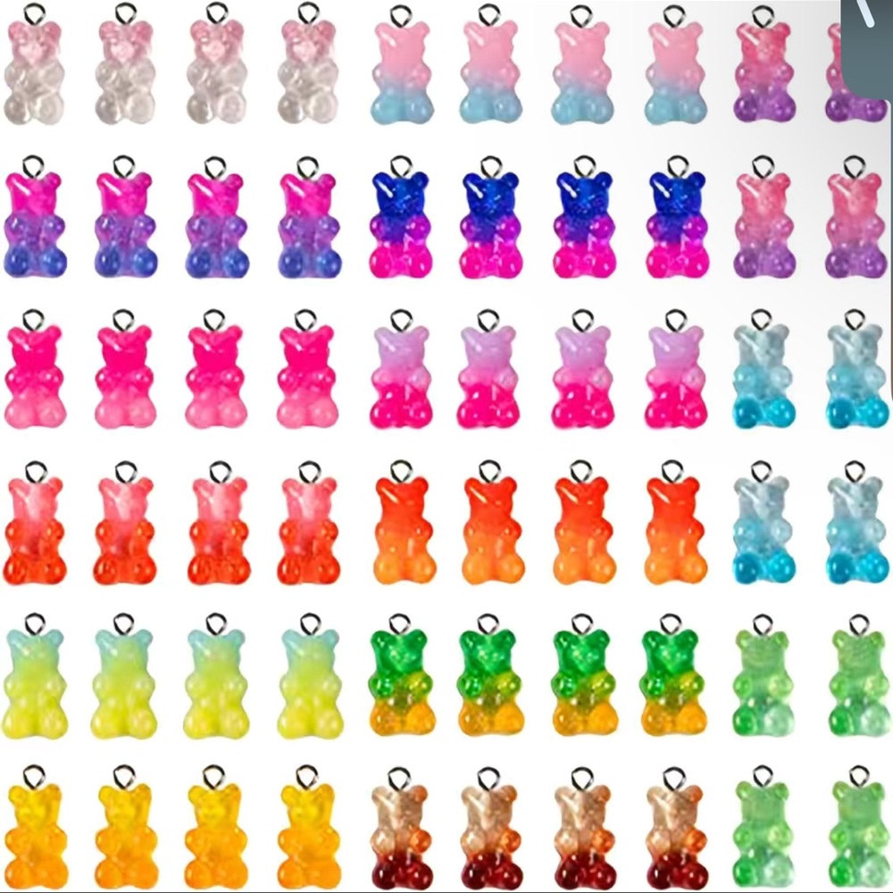 5 pcs Mini Gradient 3D Resin Gummy Bear Charms for DIY Jewelry Making and Crafts